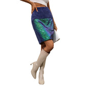 Velvet Sequin High Waisted A-line Skirt