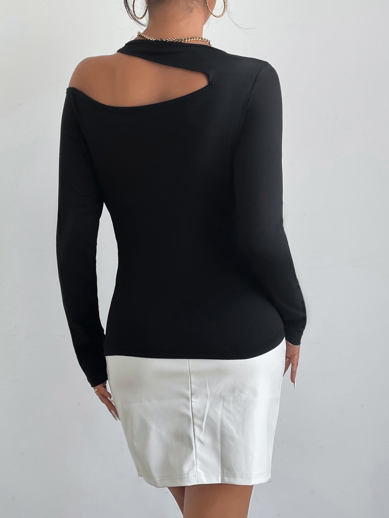 Cutout Shoulder Bodycon Top