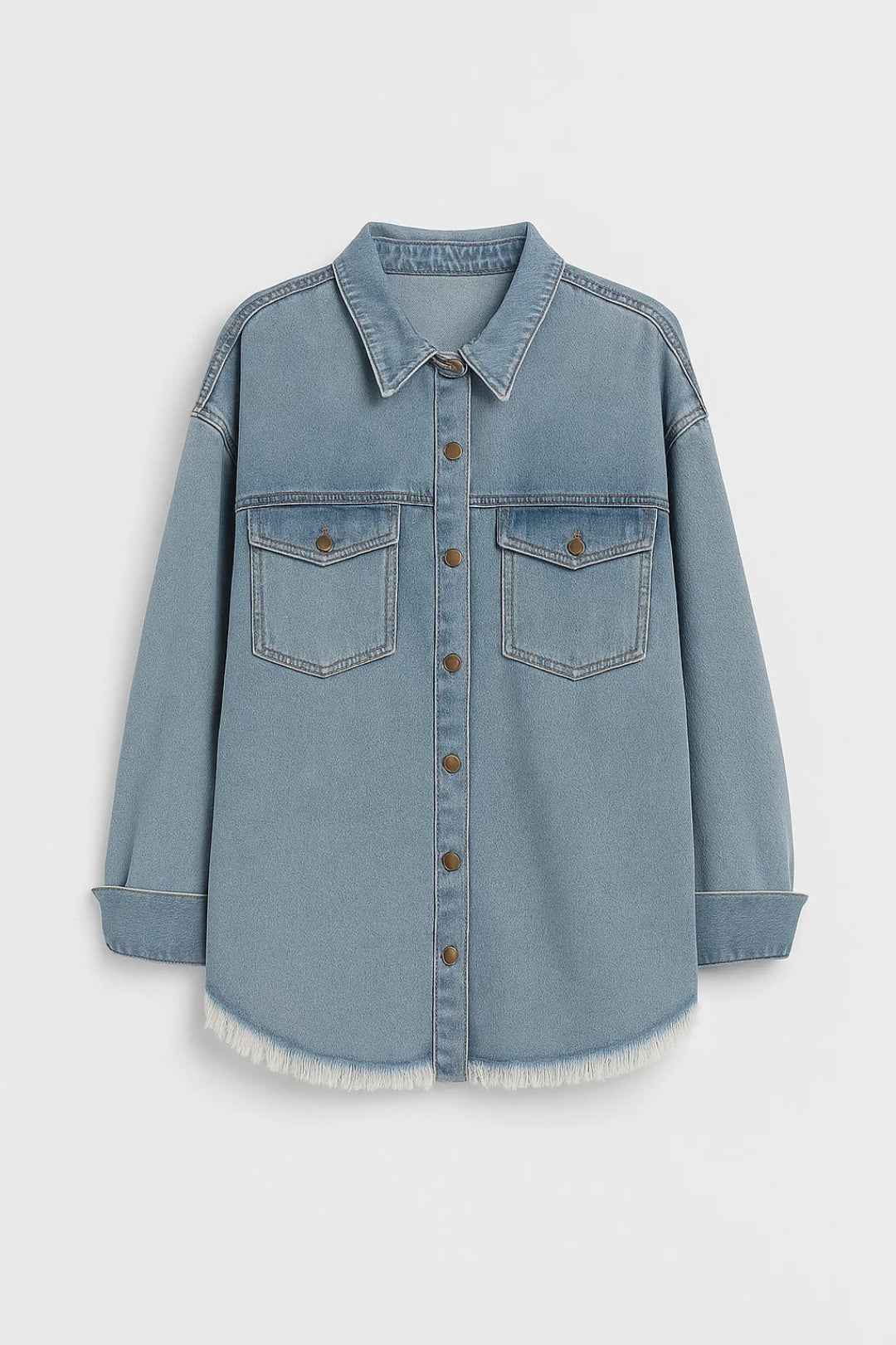 Stylish Relaxed Denim Blouse with Button Details and Soft Fabric