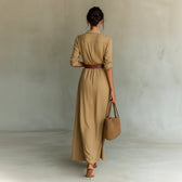 Collared Long Sleeve Wrap Maxi Two Piece Set 8