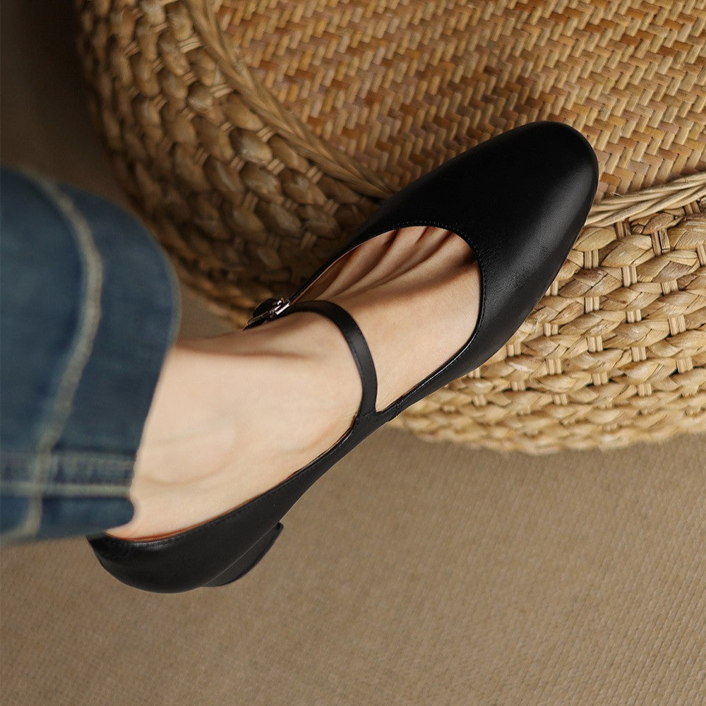 Square Toe Buckle Strap Block Heel Mary Jane Pumps