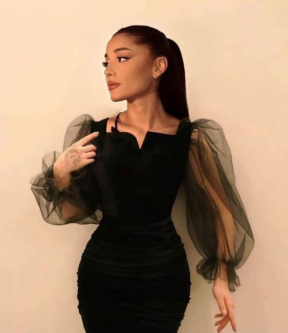 Elegant Black Sheath Long Sleeves Side Slit Long Prom Dress cc1137