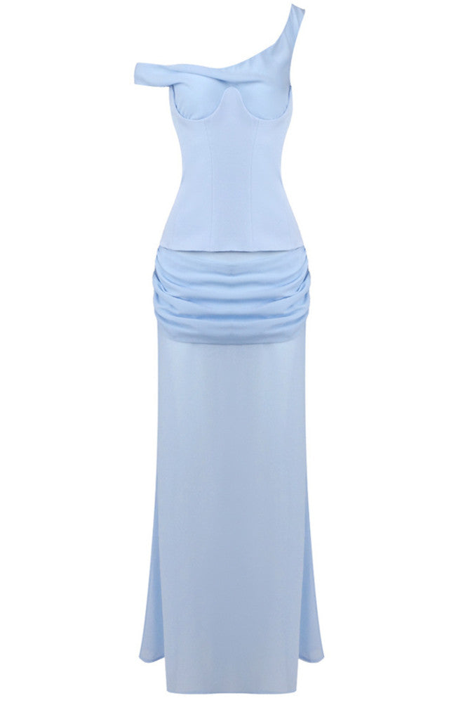 AMAYA DRAPED MAXI DRESS Blue