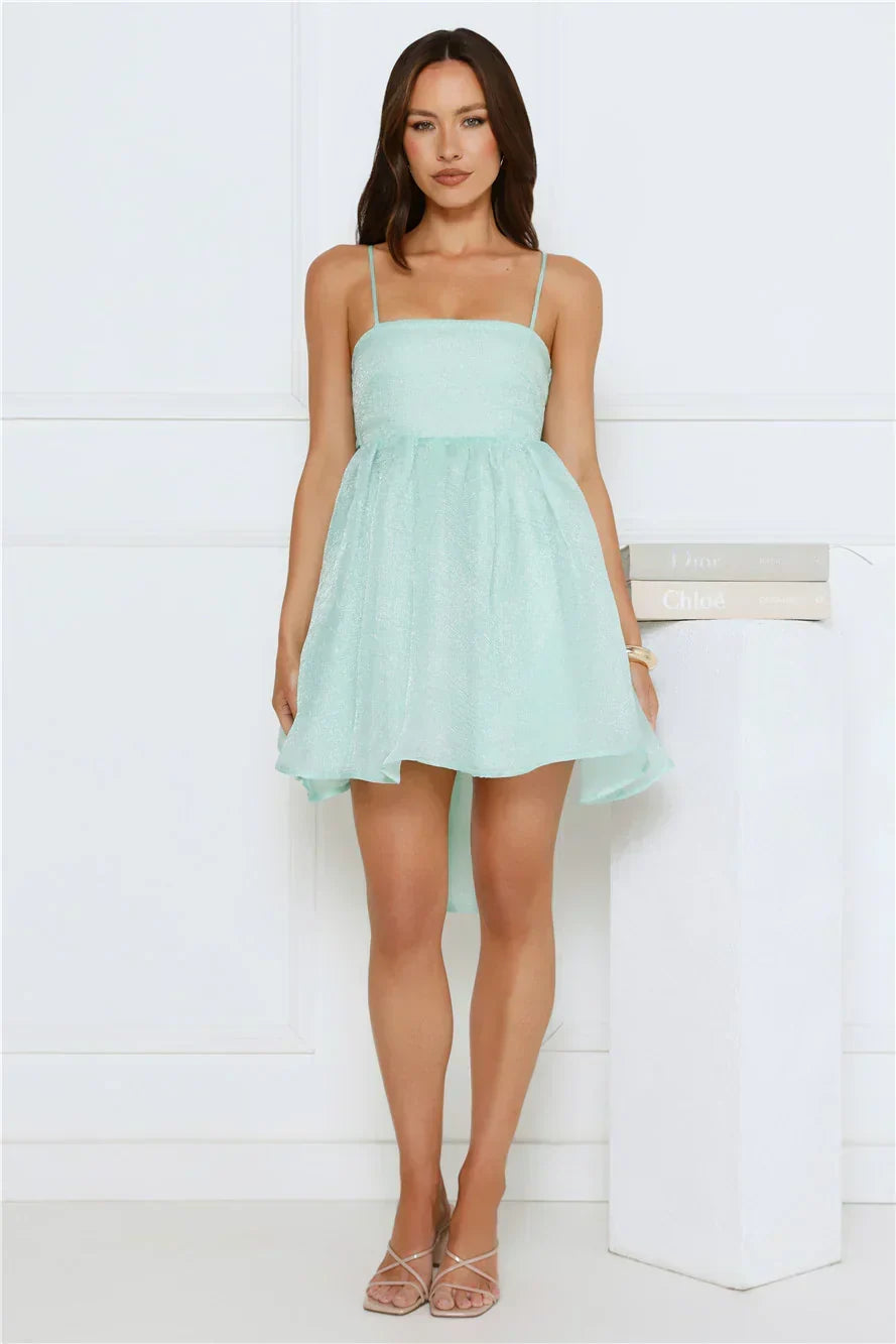 Shimmer Organza Straight Neck Cami Babydoll Mini Dress 5