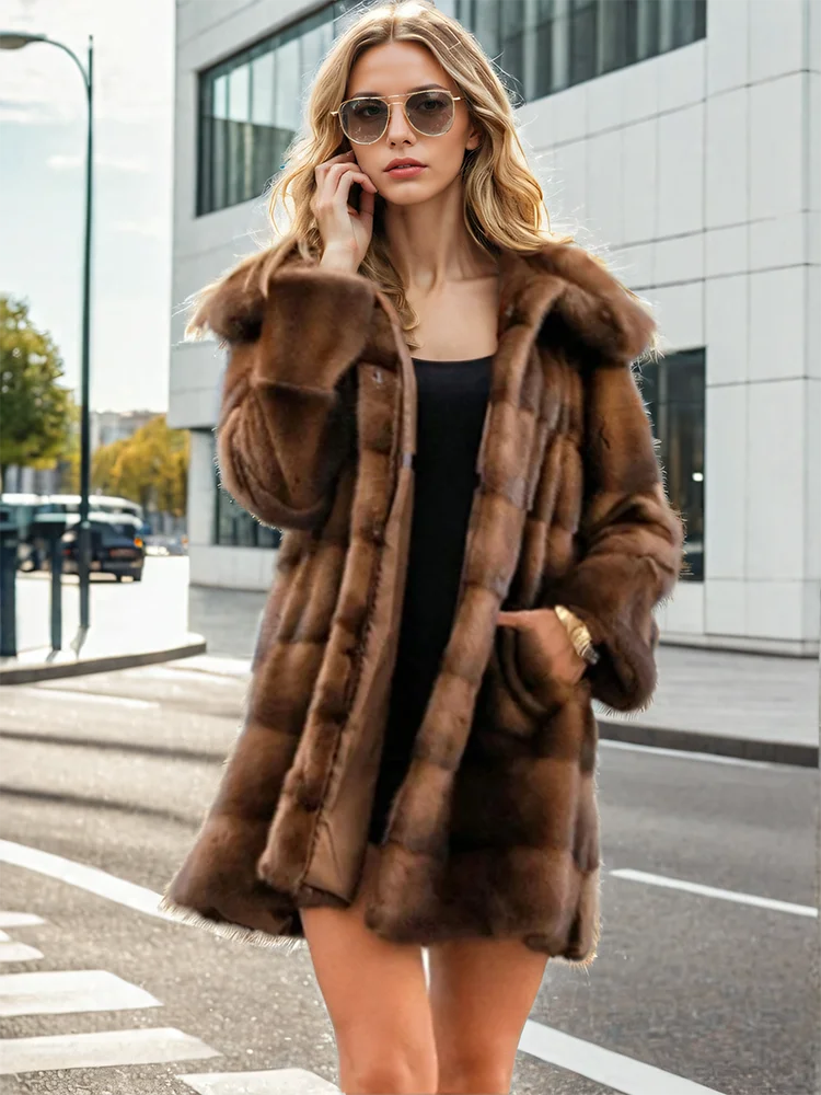 Faux Fur Wide Collar Open Front Mid Length Coat