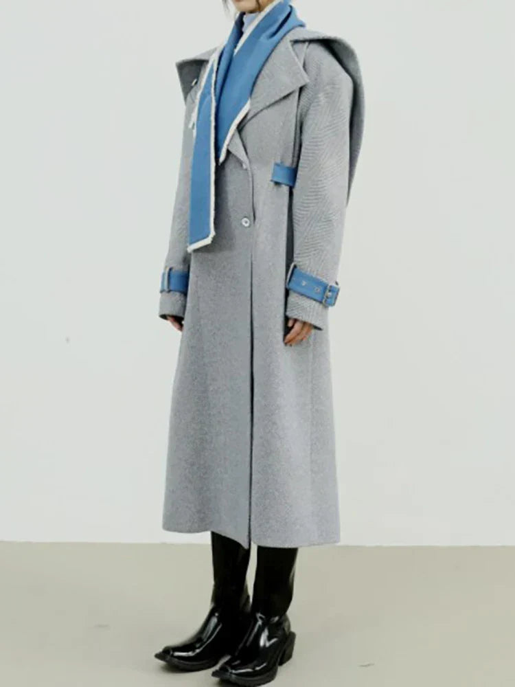 Woolen Removable Contrast Overcoat