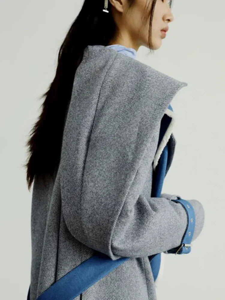 Woolen Removable Contrast Overcoat