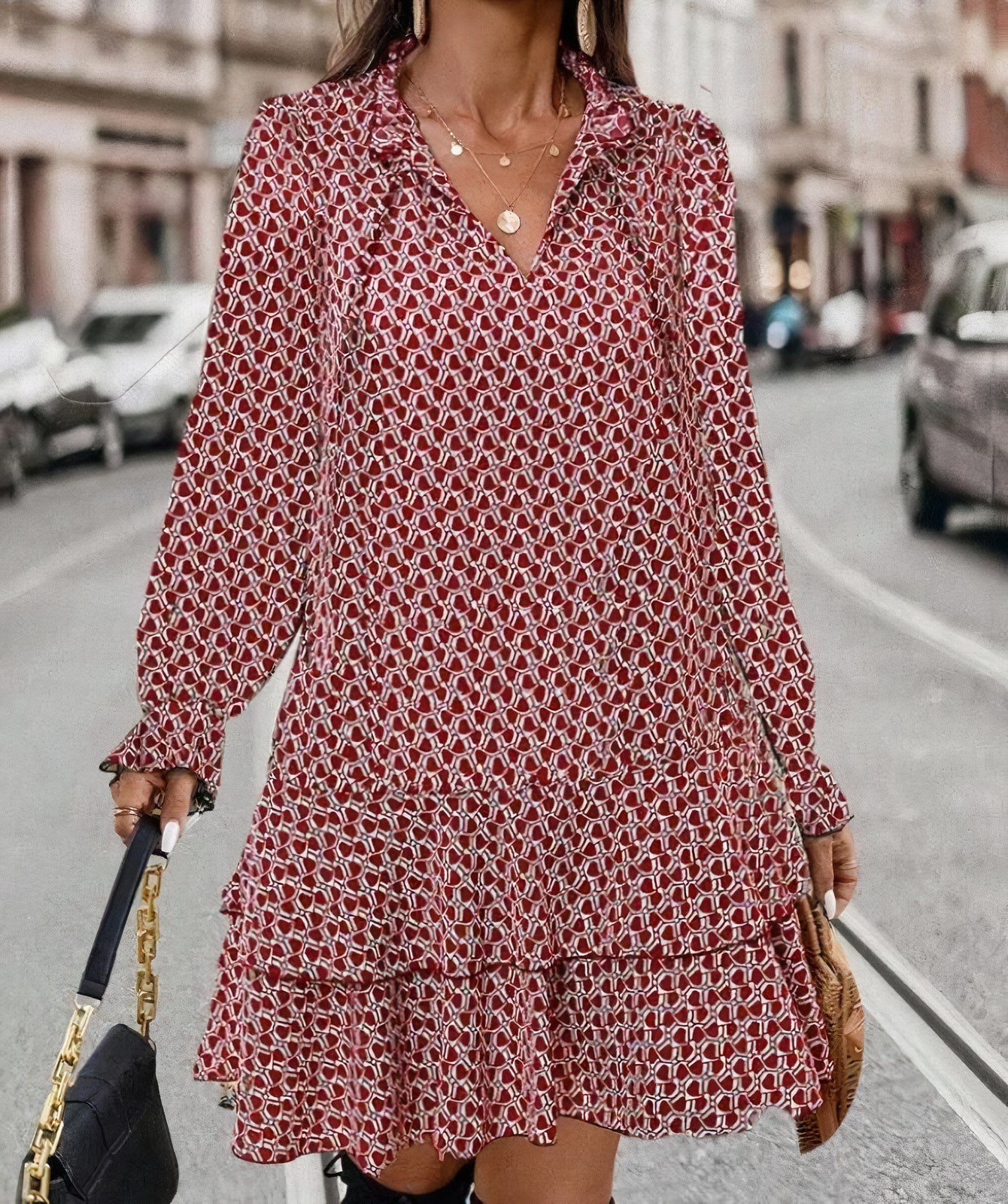 Rita Exclusive Ruffled Dress with Wide Sleeves Boutique Collection