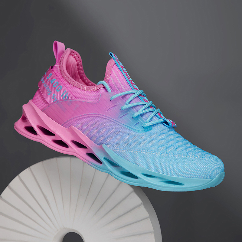 Knit Lace Up Chunky Blade Sole Running Sneakers