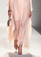 DIY Nude Peter Pan Collar Patchwork Chiffon Maxi Dress Summer 4