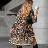 V-Neck Long Sleeve Bohemian Print Mini Dress 4