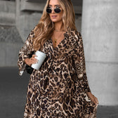 V-Neck Long Sleeve Bohemian Print Mini Dress 5