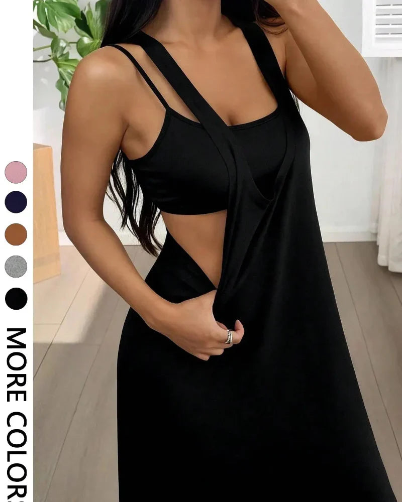 Ribbed Knit Tank Bodycon Two Piece Maxi Set 2
