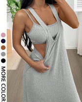 Ribbed Knit Tank Bodycon Two Piece Maxi Set
