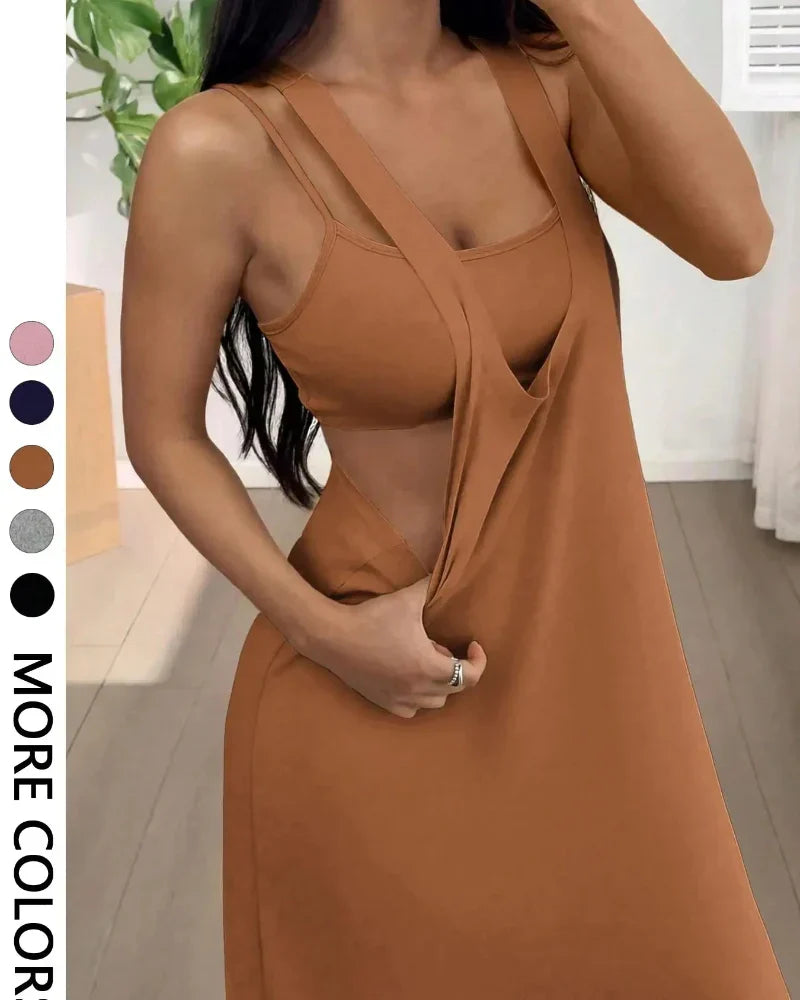 Ribbed Knit Tank Bodycon Two Piece Maxi Set 3