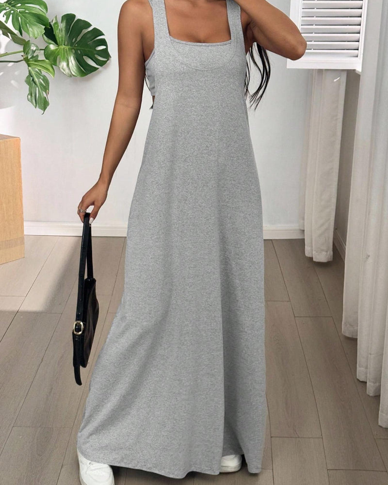 Ribbed Knit Tank Bodycon Two Piece Maxi Set 12