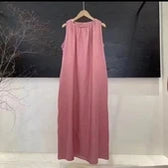 Round Neck Sleeveless Pleated Swing Maxi Dress Summer 9