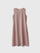 Round Neck Sleeveless A-Line Linen Midi Dress Summer 13