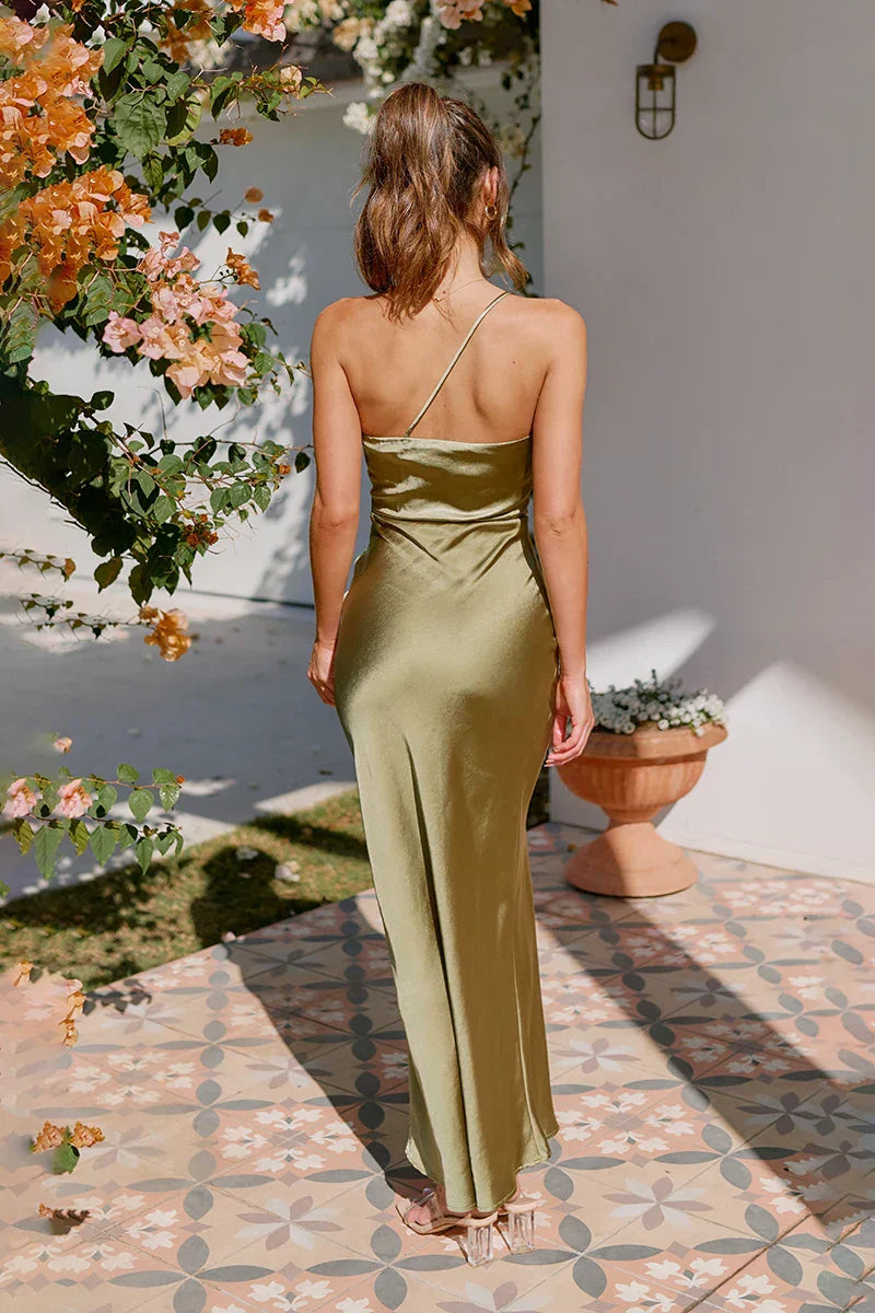Liliana Chic Maxi Dress Olive Green Statement Occasion Edit