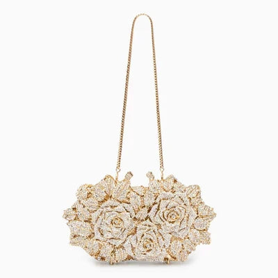 Floral Rose Crystal Embellished Clutch