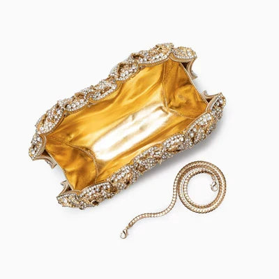 Floral Rose Crystal Embellished Clutch