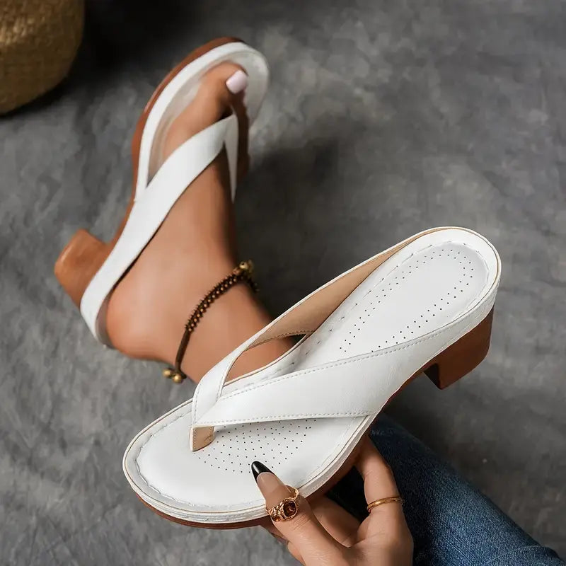 Thong Toe Block Heel Platform Slide Sandals