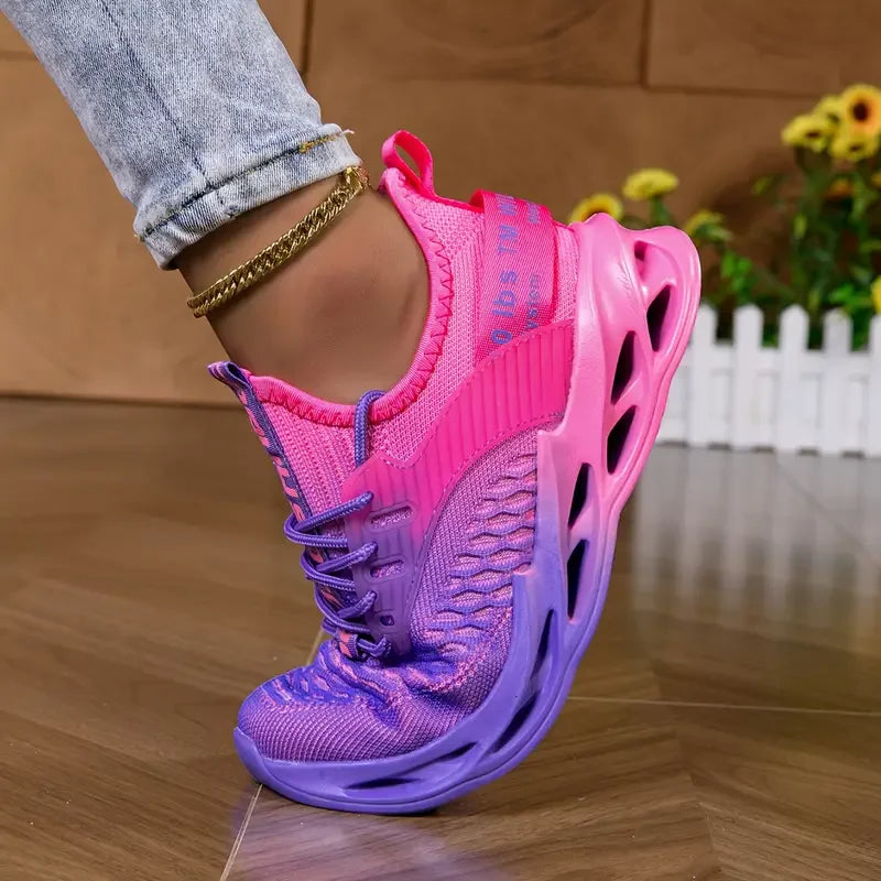 Lace Up Chunky Blade Sole Running Sneakers