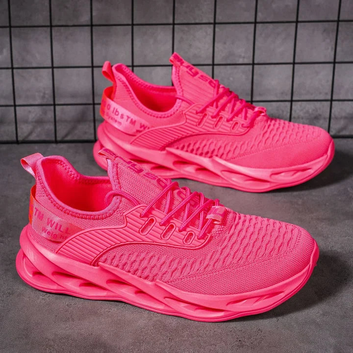 Knit Lace Up Chunky Blade Sole Running Sneakers