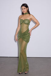 Daedalus Strapless Sequin Maxi Dress In Green 2