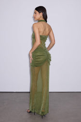 Daedalus Strapless Sequin Maxi Dress In Green 4