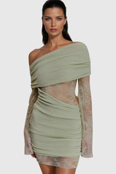 Dagrun Knit Ruch Lace Mini Dress - View 4