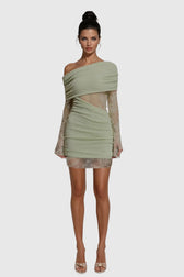 Dagrun Knit Ruch Lace Mini Dress - View 2
