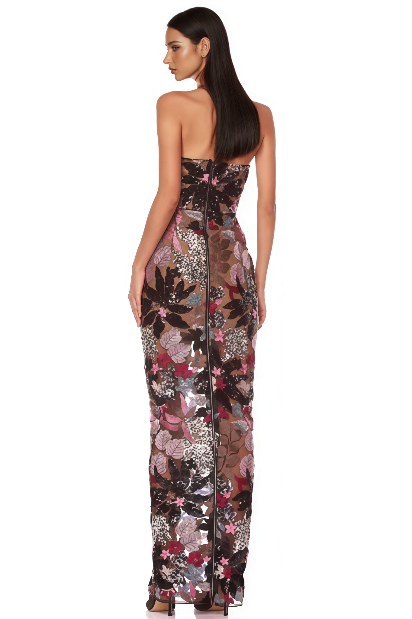 Astrid Mesh Sequin Embroidered Print Maxi Dress - View 3