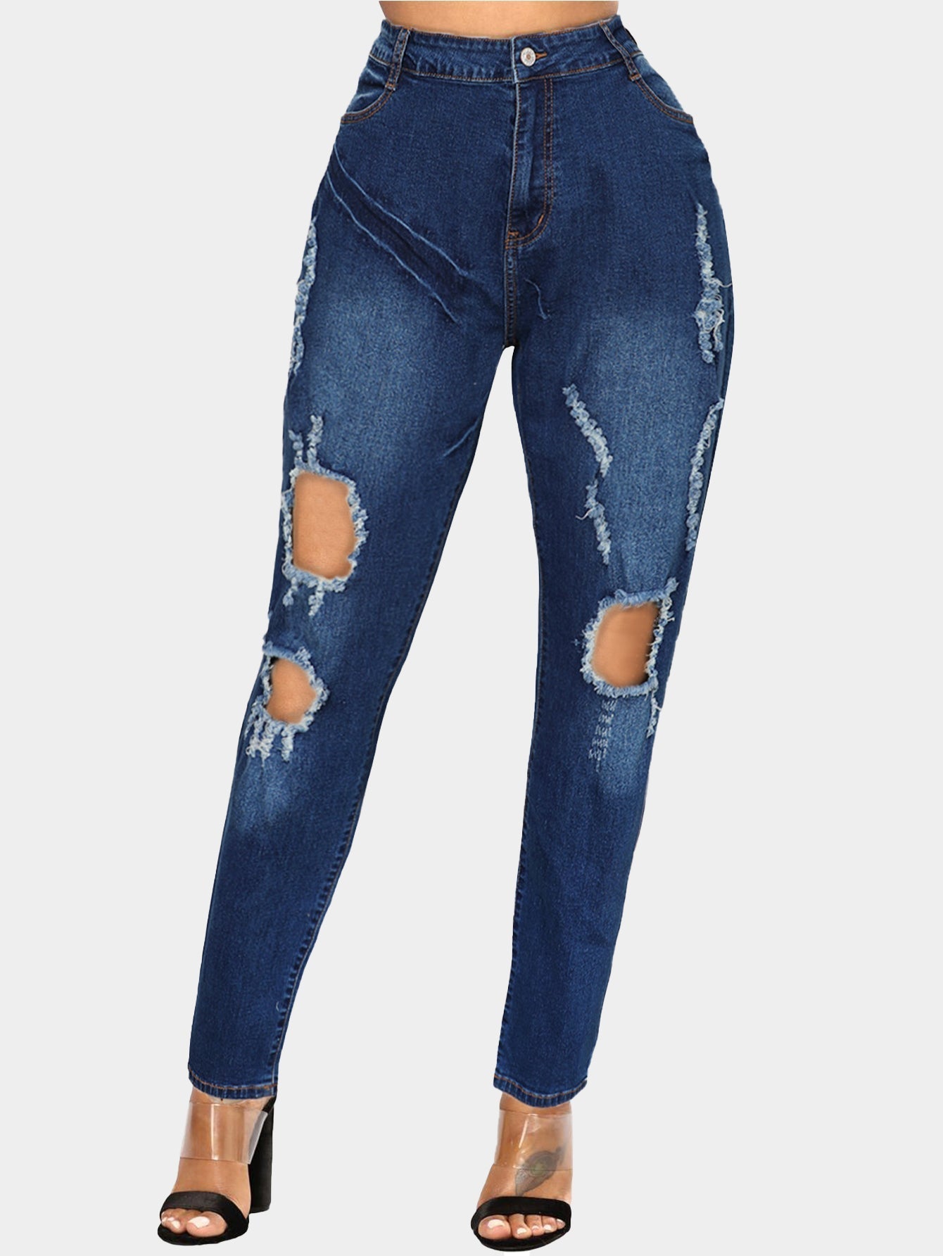Dark Denim Distressed Skinny Jeans
