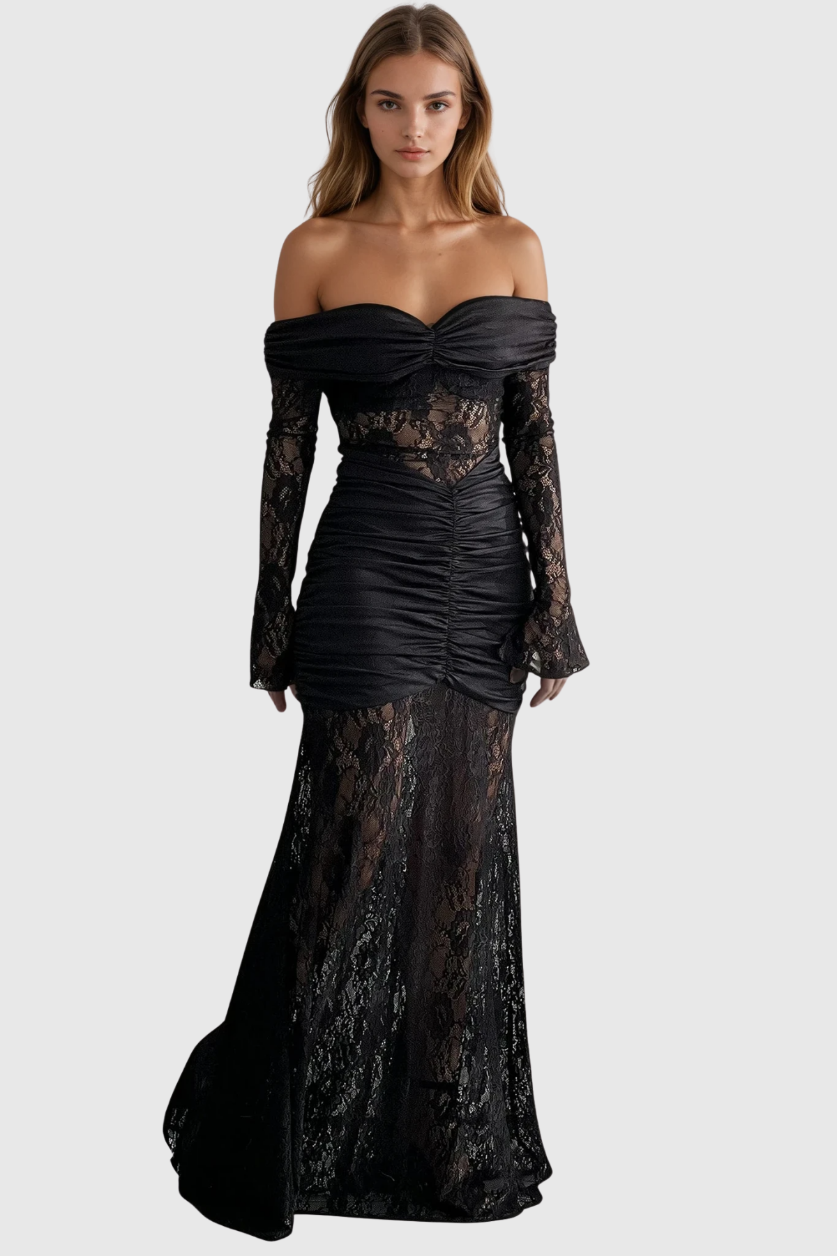 Darlene Ruch Off Shoulder Lace Maxi Dress 2