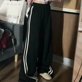 Fleece Striped Winter Sweatpants Pants Black / S