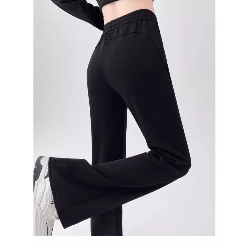 Gray High Waist Flared Sweatpants Pants