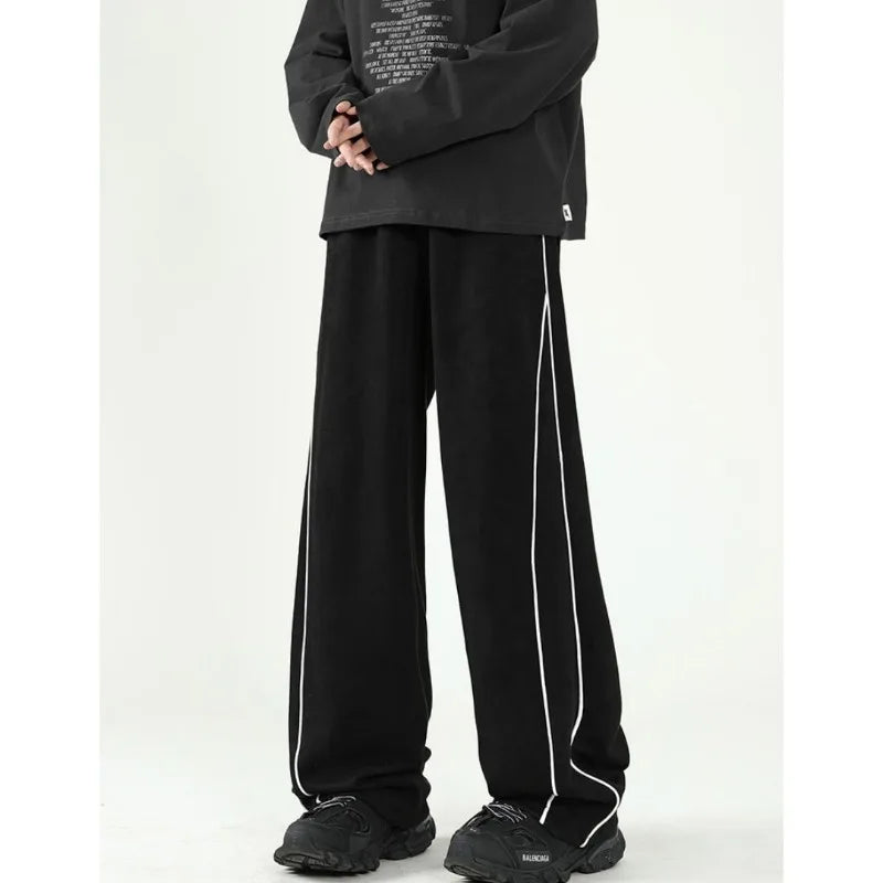Harajuku Stripe Sweatpants Oversized Pants Black / M