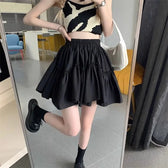 Patchwork Pleated Denim Mini Skort