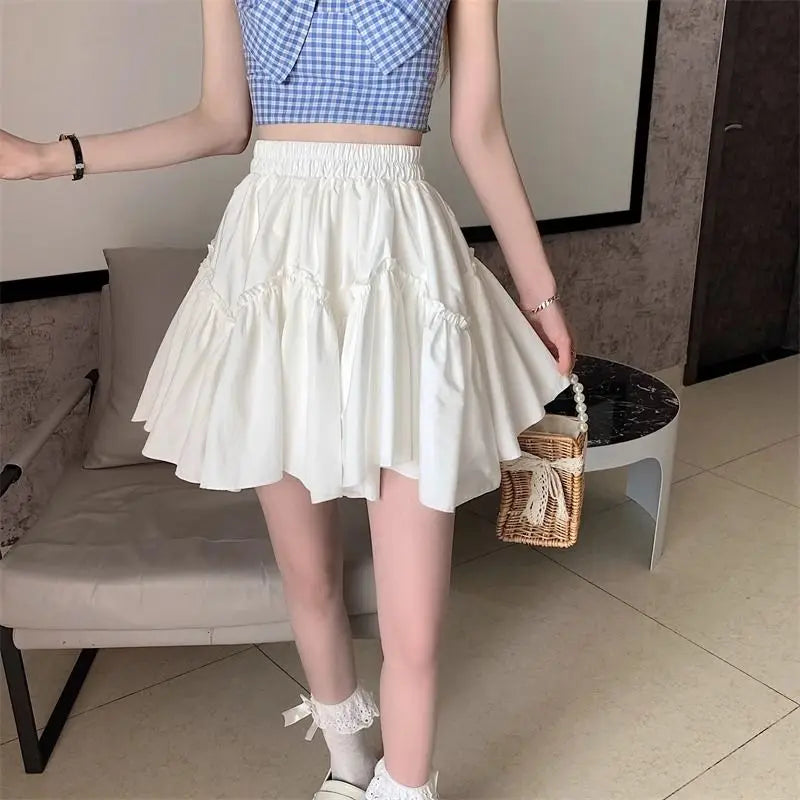 Patchwork Pleated Denim Mini Skort