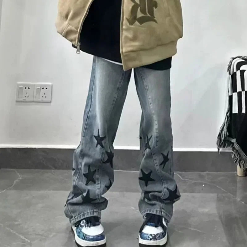 Vintage Washed Wide-Leg Denim Jeans