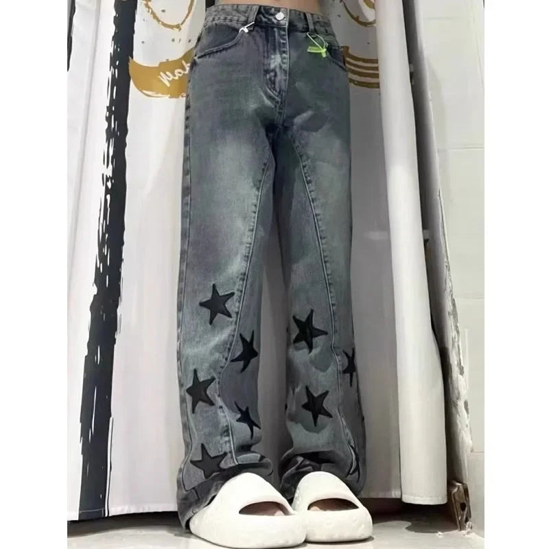 Vintage Washed Wide-Leg Denim Jeans