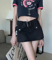 Vintage Black Y2K Sexy High Waist Mini Skirt / S