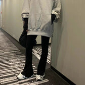 Gray Lace Flare Women Knit Pants