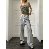 Vintage Washed Wide-Leg Denim Jeans