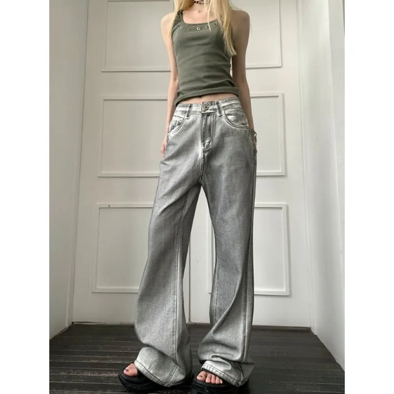Vintage Washed Wide-Leg Denim Jeans