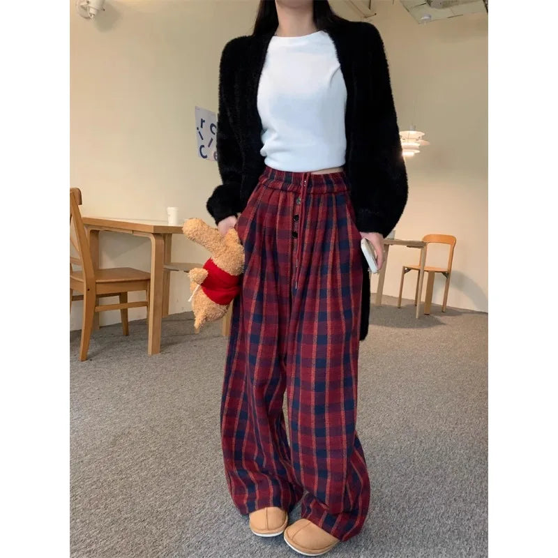 Woolen Plaid Vintage Pants