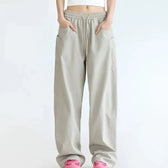Solid Color Cargo Women Y2K Pants white / S