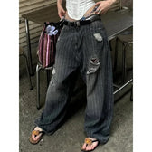 Vintage Washed Wide-Leg Denim Jeans