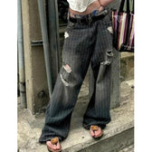 Vintage Washed Wide-Leg Denim Jeans